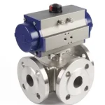 Pneumatic Three Way Flanged Ball Valve